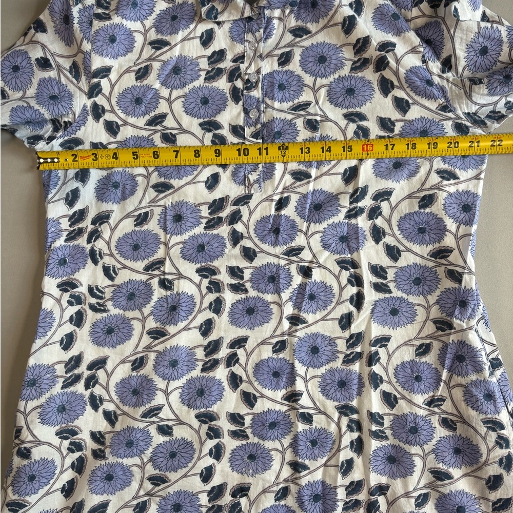 Victoria Dunn Dress XL Blue Purple Floral Shirt Dress Button Front A-Line Cotton - Picture 5 of 9